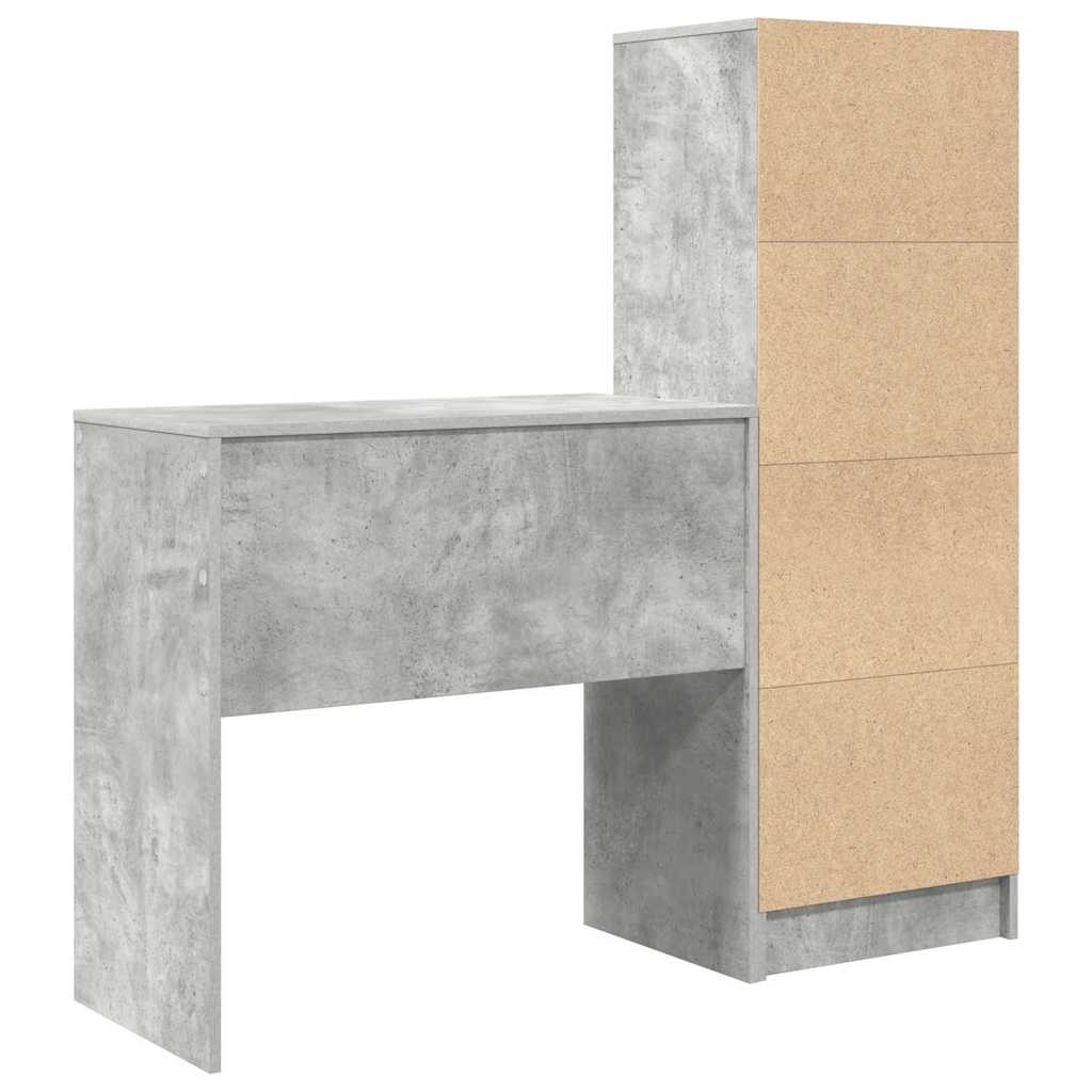 Bureau avec rangement 2 pcs Gris béton 80 x 40 x 76 cm - XIOS