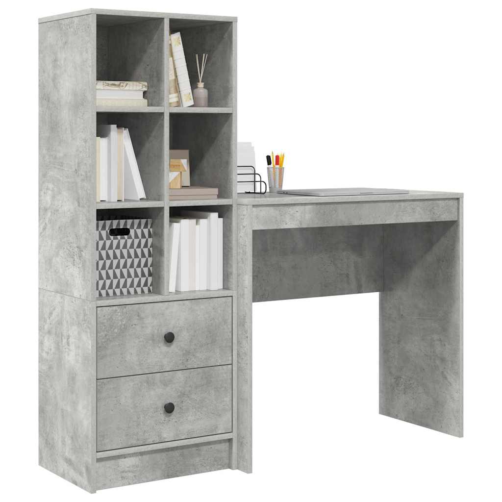 Bureau avec rangement 2 pcs Gris béton 80 x 40 x 76 cm - XIOS
