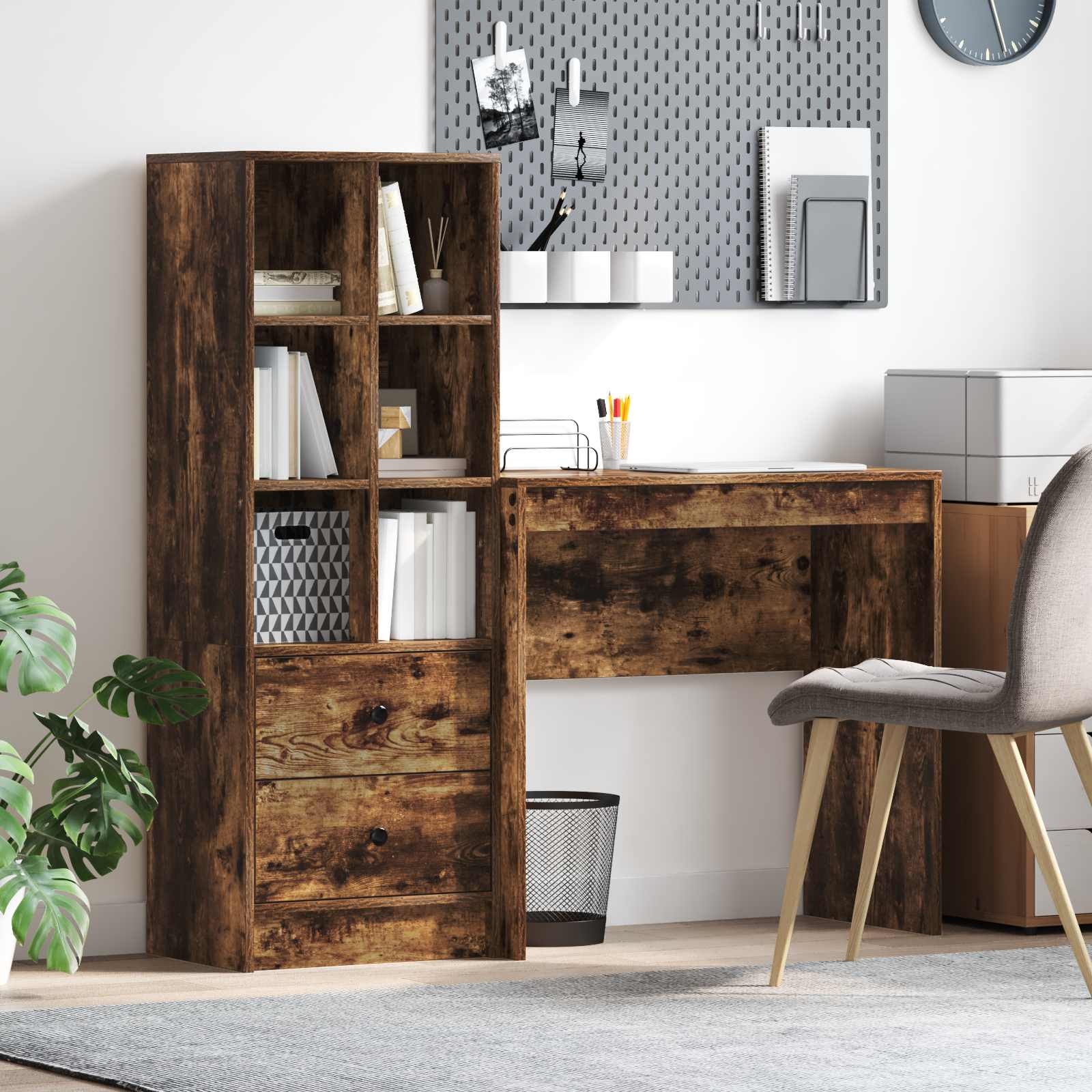 Bureau Chêne fumé 125,5 x 40 x 127 cm 2 pc - XIOS