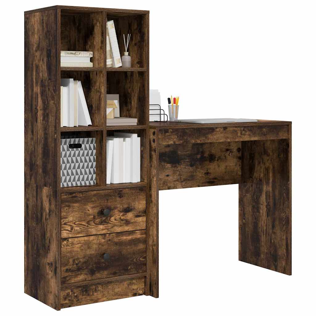 Bureau avec rangement 2 pcs Chêne fumé 80 x 40 x 76 cm - XIOS