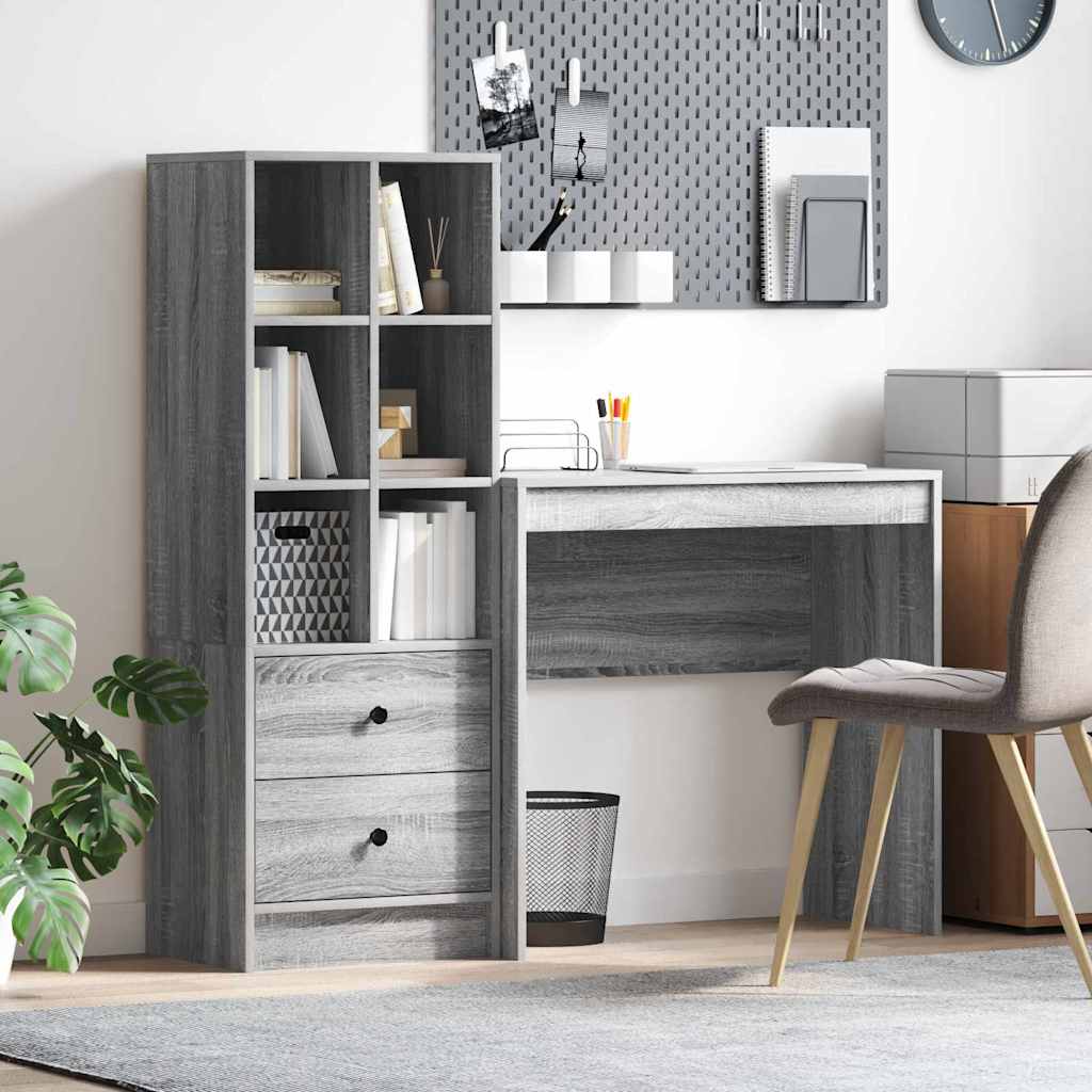 Bureau avec rangement 2 pcs Sonoma gris 80 x 40 x 76 cm - XIOS