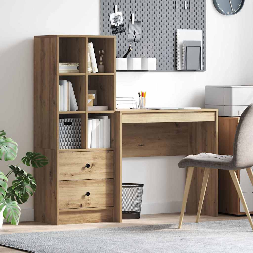 Bureau avec rangement 2 pcs chêne artisanal 80 x 40 x 76 cm - XIOS
