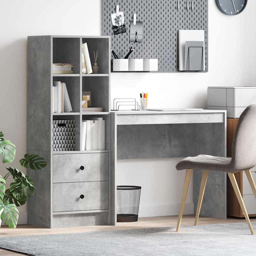 Bureau avec rangement 2 pcs Gris béton 90 x 40 x 76 cm - XIOS