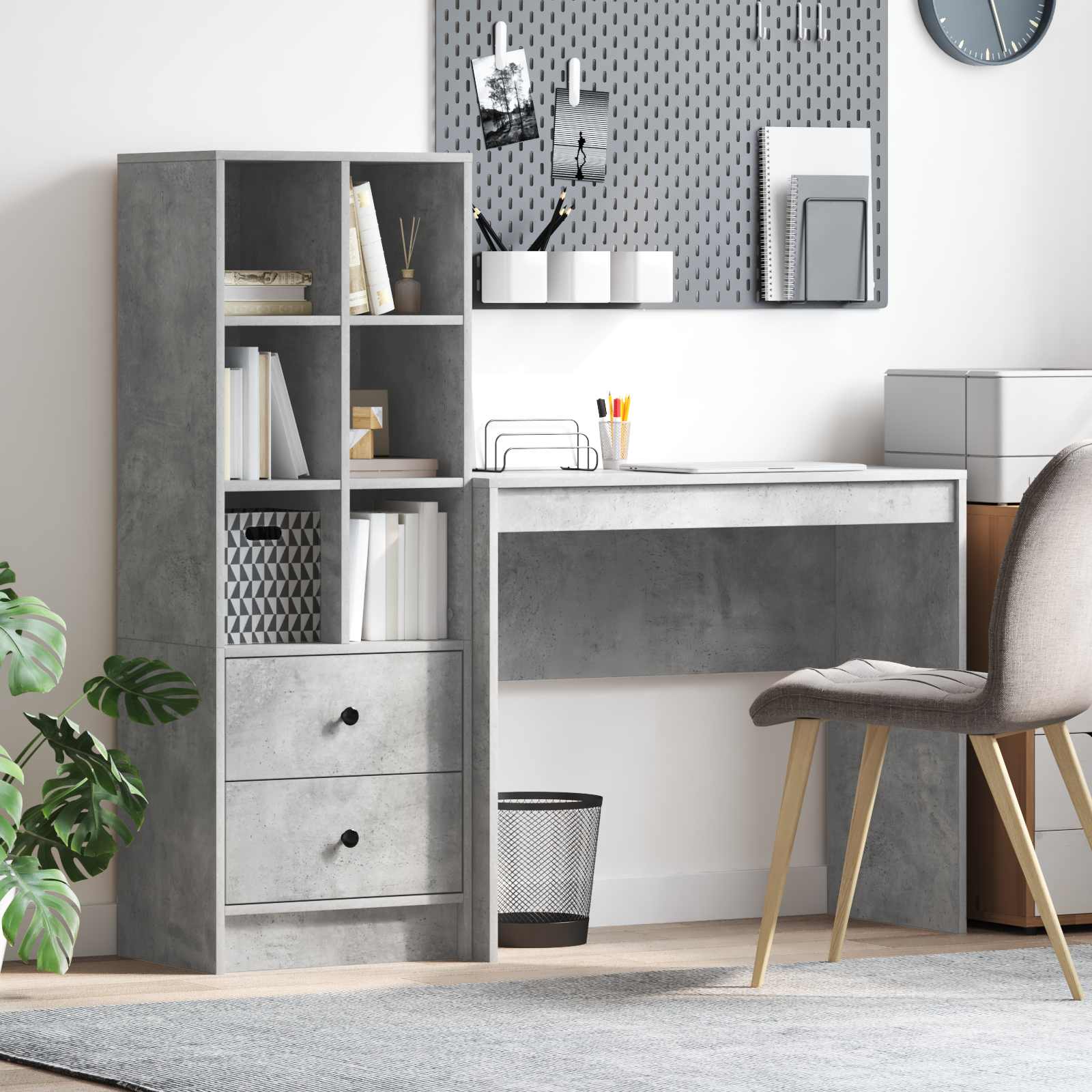 Bureau Gris béton 135,5 x 40 x 127 cm 2 pc - XIOS