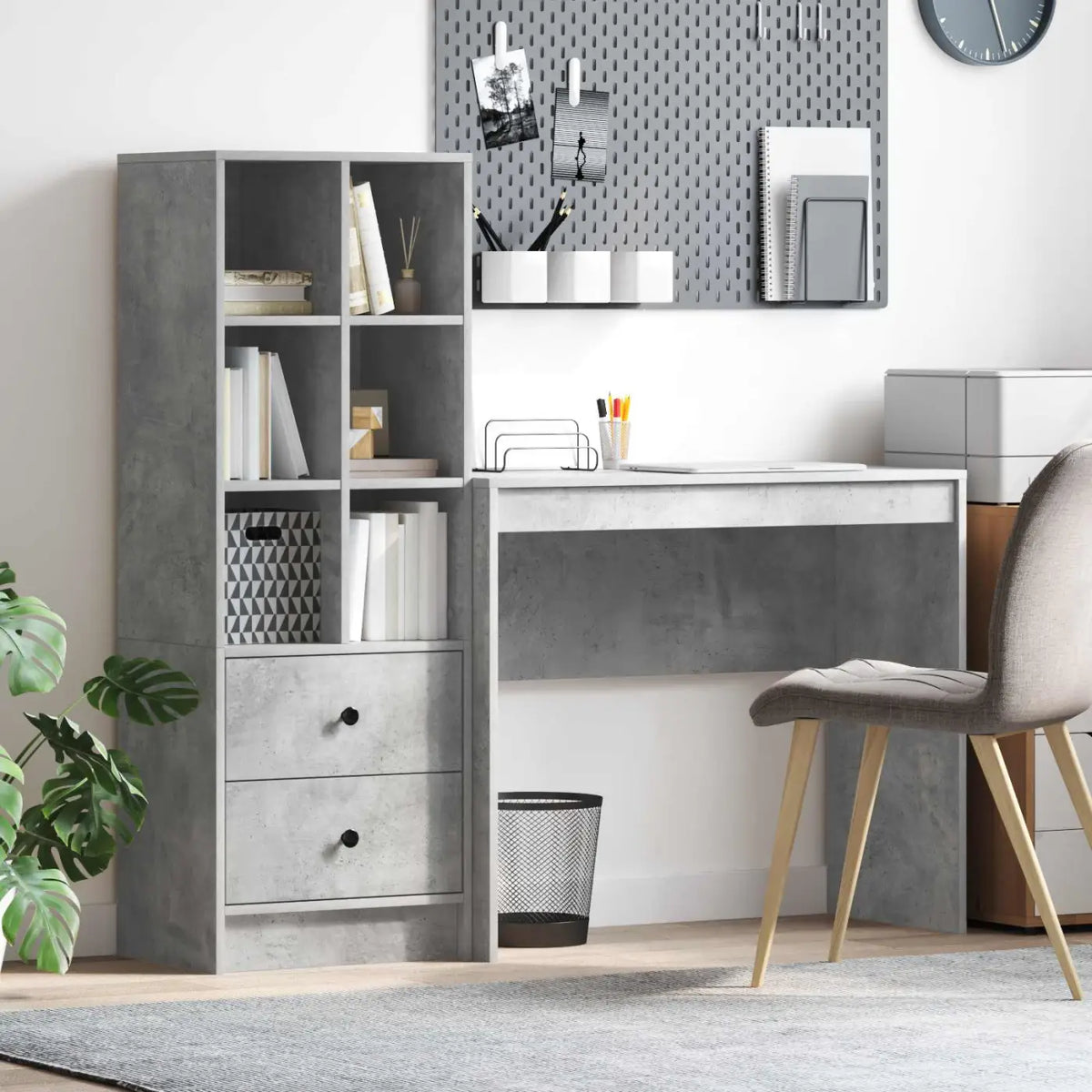 Bureau Gris béton 135,5 x 40 x 127 cm 2 pc - XIOS