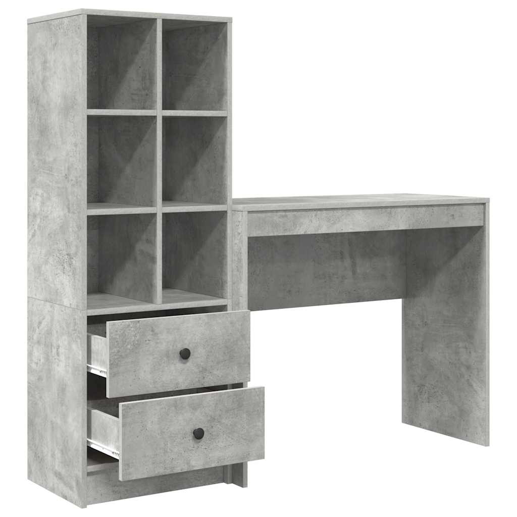 Bureau avec rangement 2 pcs Gris béton 90 x 40 x 76 cm - XIOS