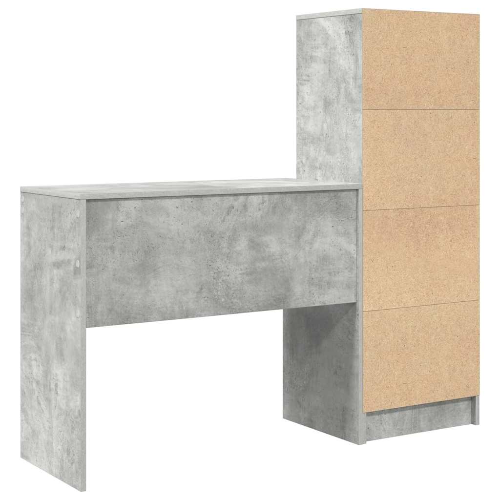 Bureau avec rangement 2 pcs Gris béton 90 x 40 x 76 cm - XIOS
