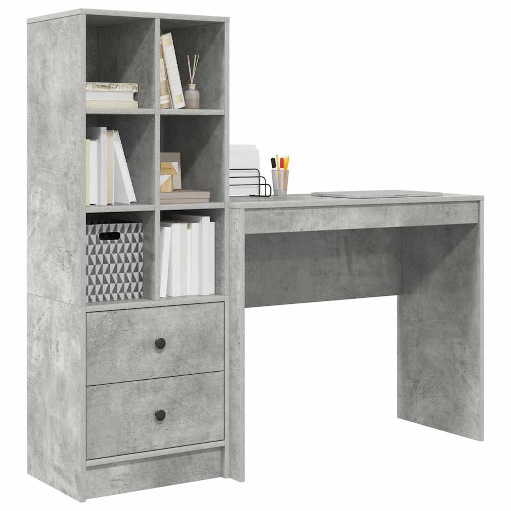 Bureau avec rangement 2 pcs Gris béton 90 x 40 x 76 cm - XIOS