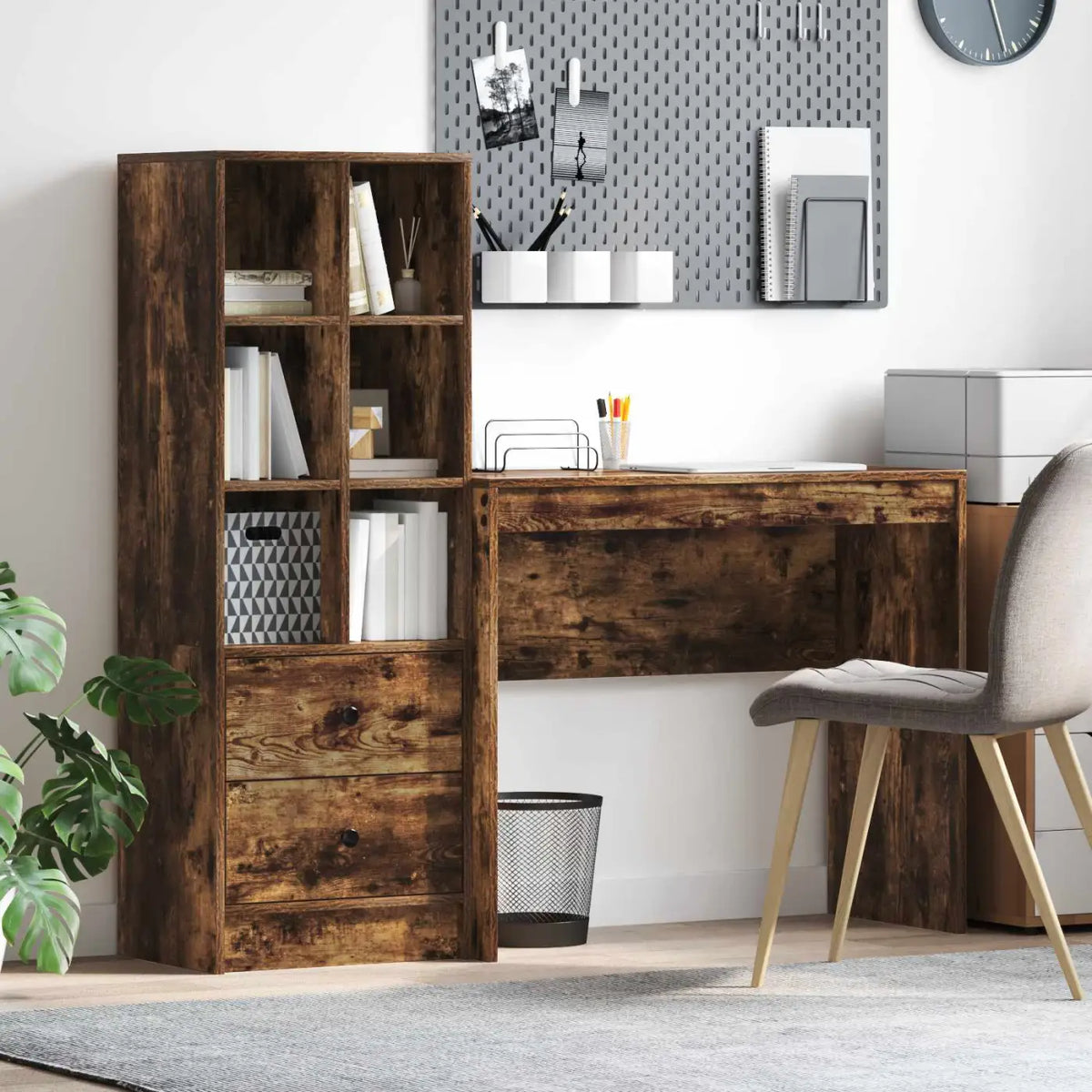 Bureau Chêne fumé 135,5 x 40 x 127 cm 2 pc - XIOS