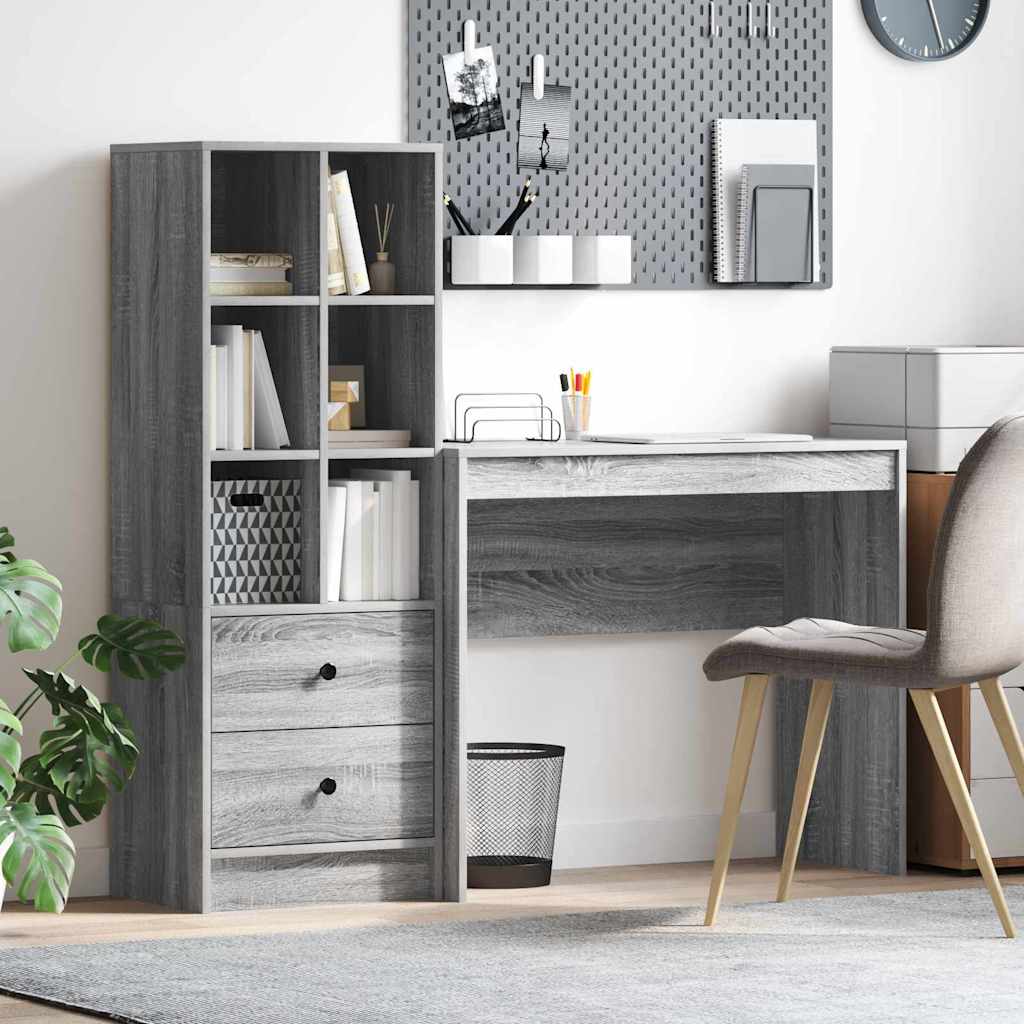Bureau avec rangement 2 pcs Sonoma gris 90 x 40 x 76 cm - XIOS
