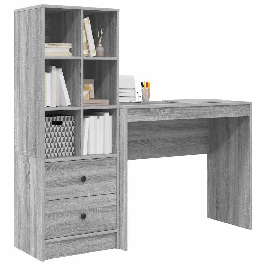 Bureau avec rangement 2 pcs Sonoma gris 90 x 40 x 76 cm - XIOS