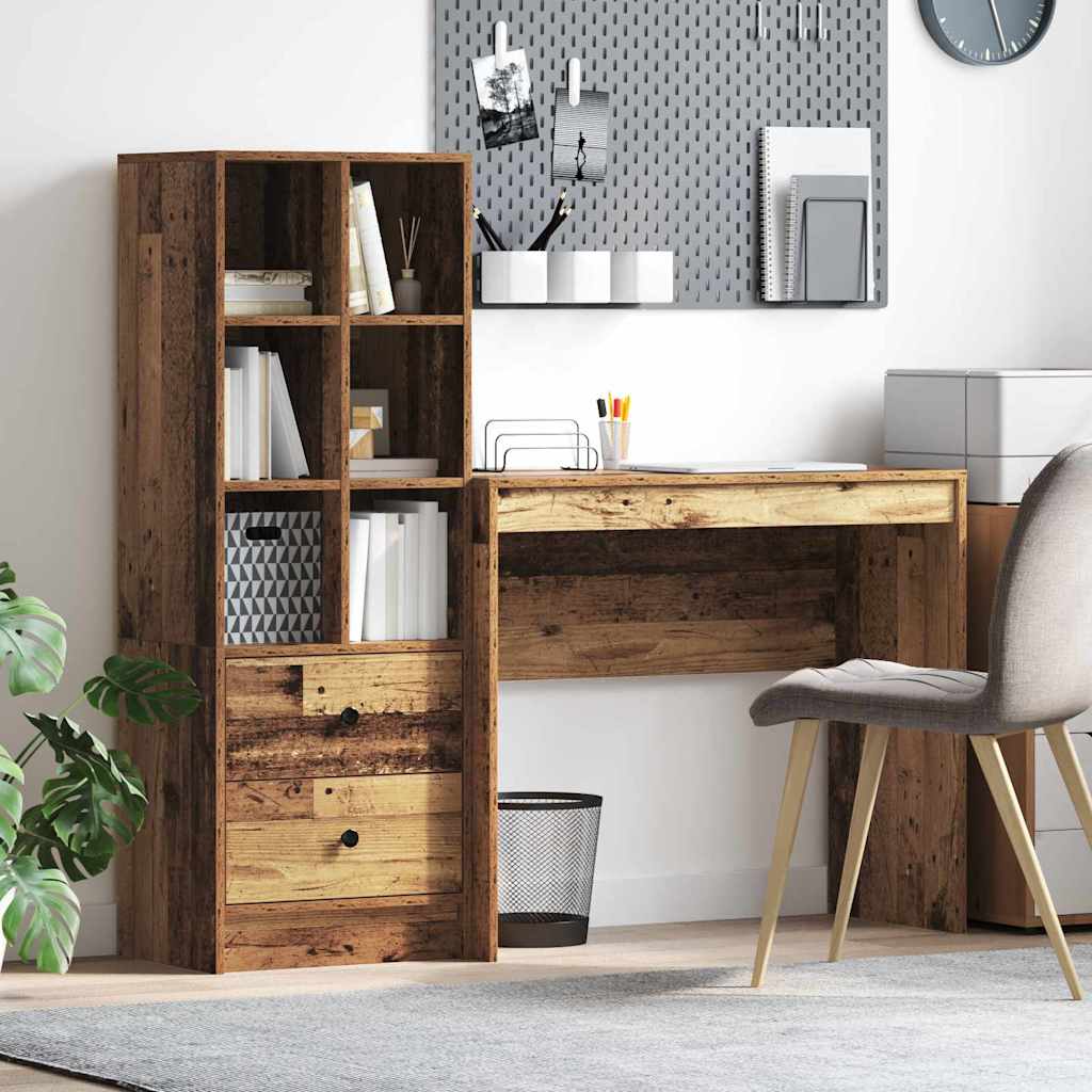 Bureau avec rangement 2 pcs Bois Ancien 90 x 40 x 76 cm - XIOS