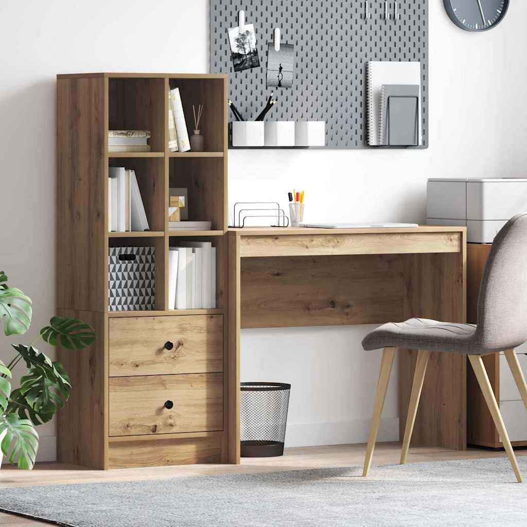 Bureau avec rangement 2 pcs chêne artisanal 90 x 40 x 76 cm - XIOS