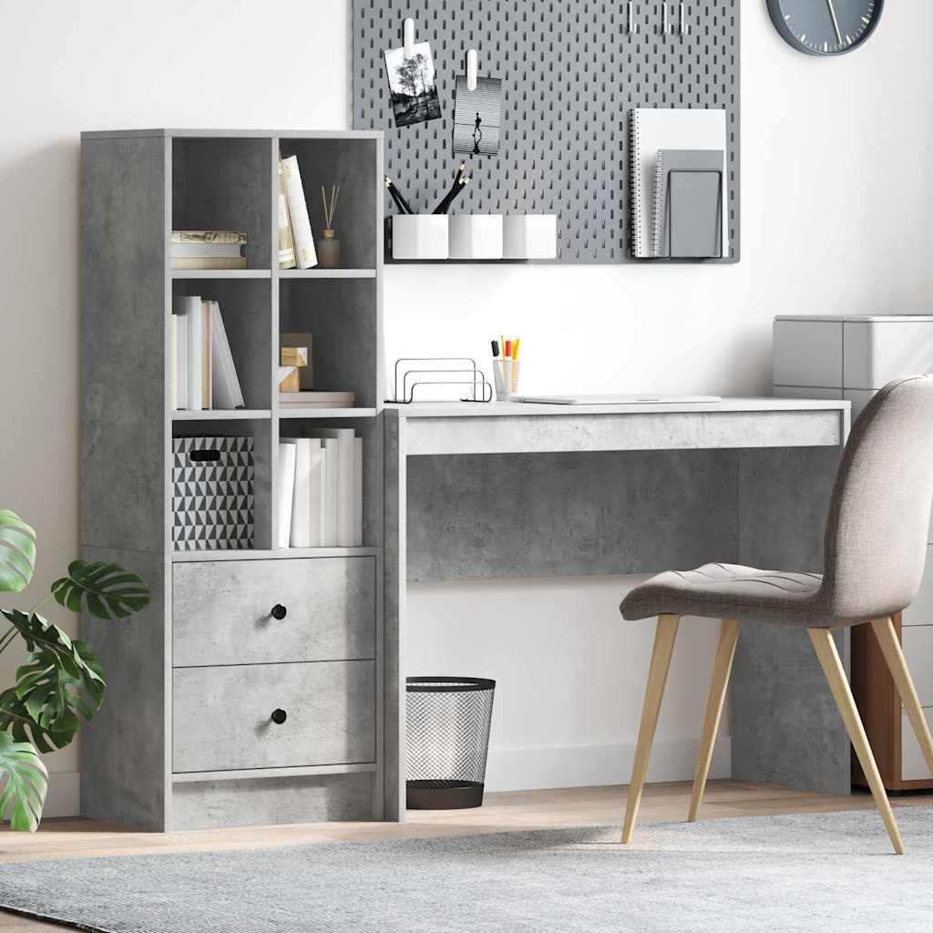 Bureau avec rangement 2 pcs Gris béton 100 x 40 x 76 cm - XIOS