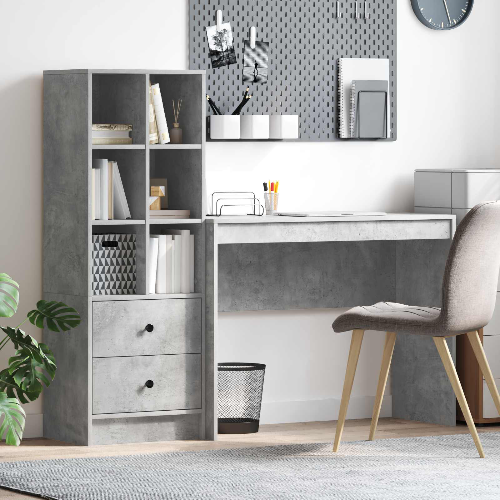 Bureau Gris béton 145,5 x 40 x 127 cm 2 pc - XIOS
