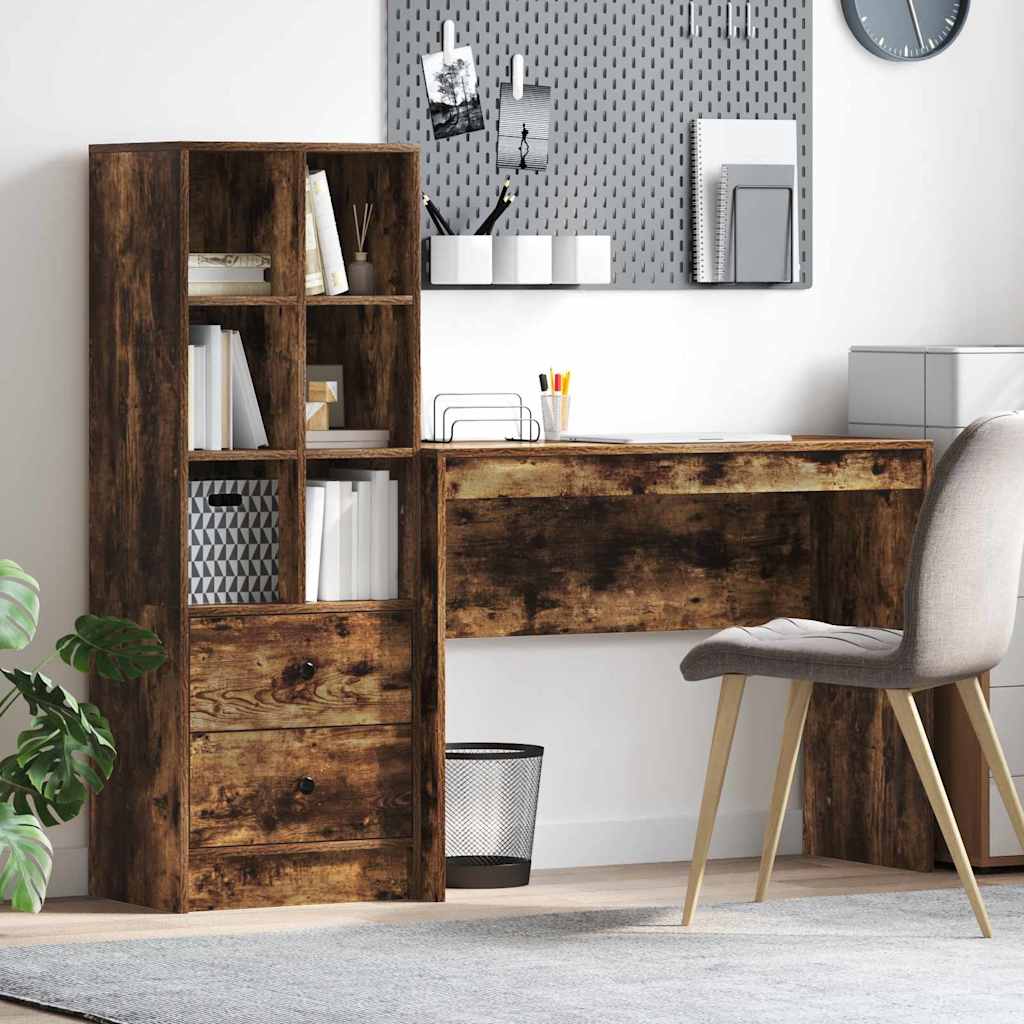 Bureau avec rangement 2 pcs Chêne fumé 100 x 40 x 76 cm - XIOS