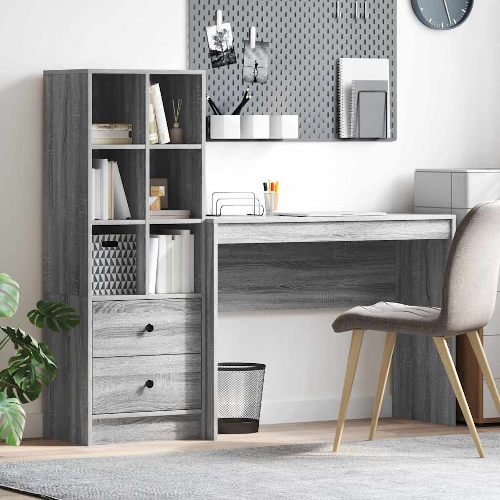 Bureau avec rangement 2 pcs Sonoma gris 100 x 40 x 76 cm - XIOS
