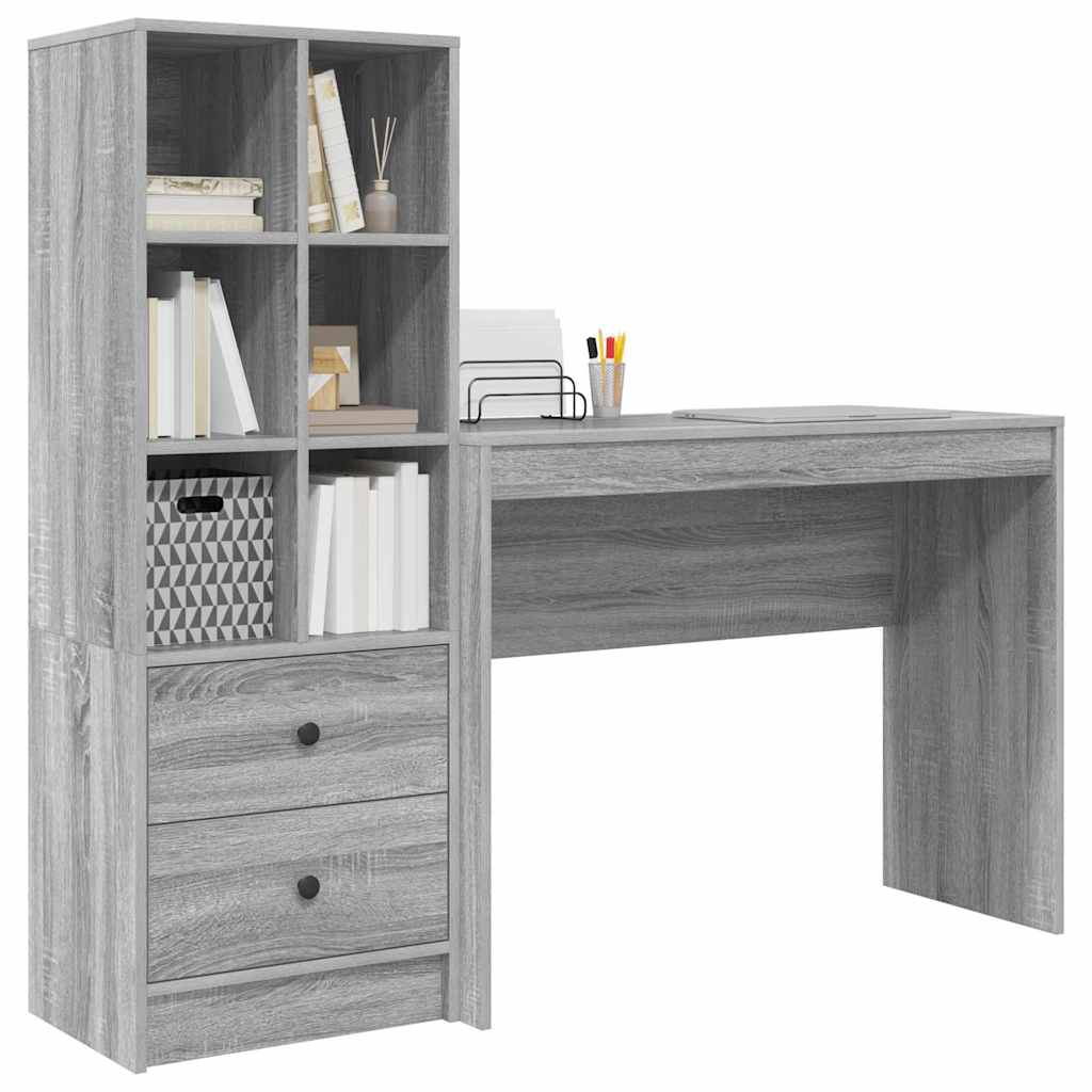 Bureau avec rangement 2 pcs Sonoma gris 100 x 40 x 76 cm - XIOS