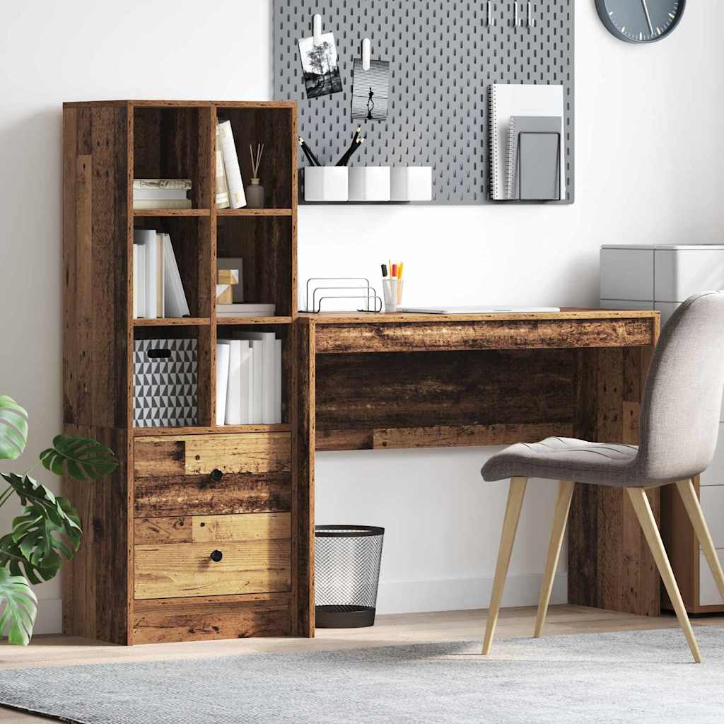 Bureau avec rangement 2 pcs Bois Ancien 100 x 40 x 76 cm - XIOS