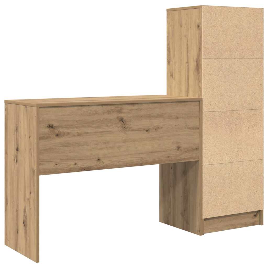 Bureau avec rangement 2 pcs chêne artisanal 100 x 40 x 76 cm - XIOS