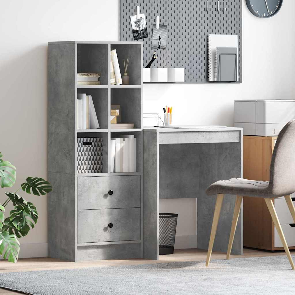 Bureau avec rangement 2 pcs Gris béton 60 x 50 x 76 cm - XIOS