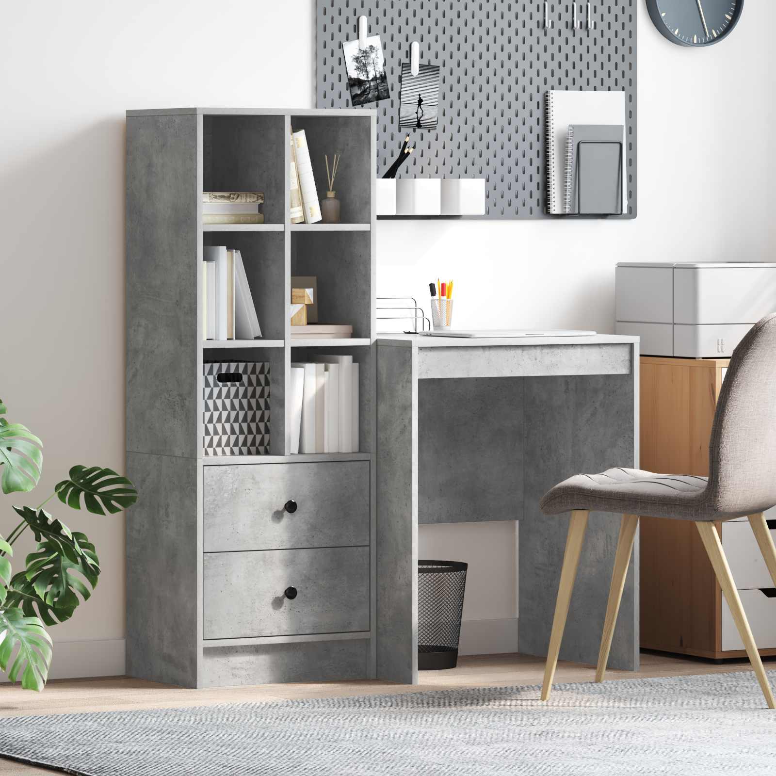 Bureau Gris béton 105,5 x 50 x 127 cm 2 pc - XIOS