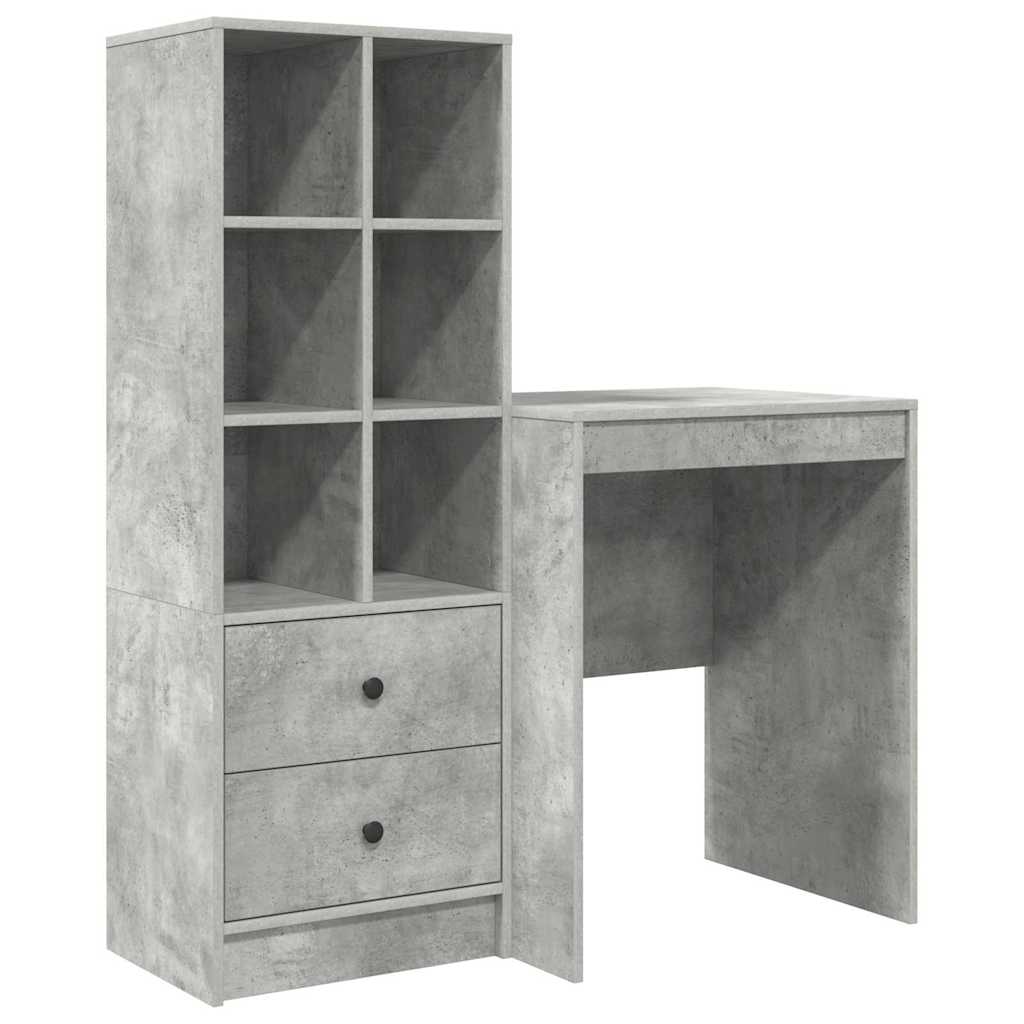 Bureau avec rangement 2 pcs Gris béton 60 x 50 x 76 cm - XIOS