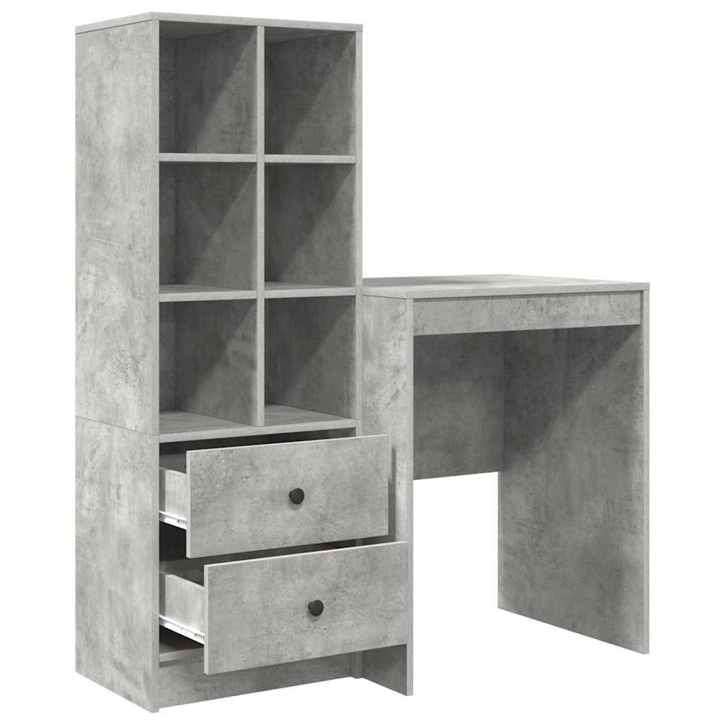 Bureau avec rangement 2 pcs Gris béton 60 x 50 x 76 cm - XIOS