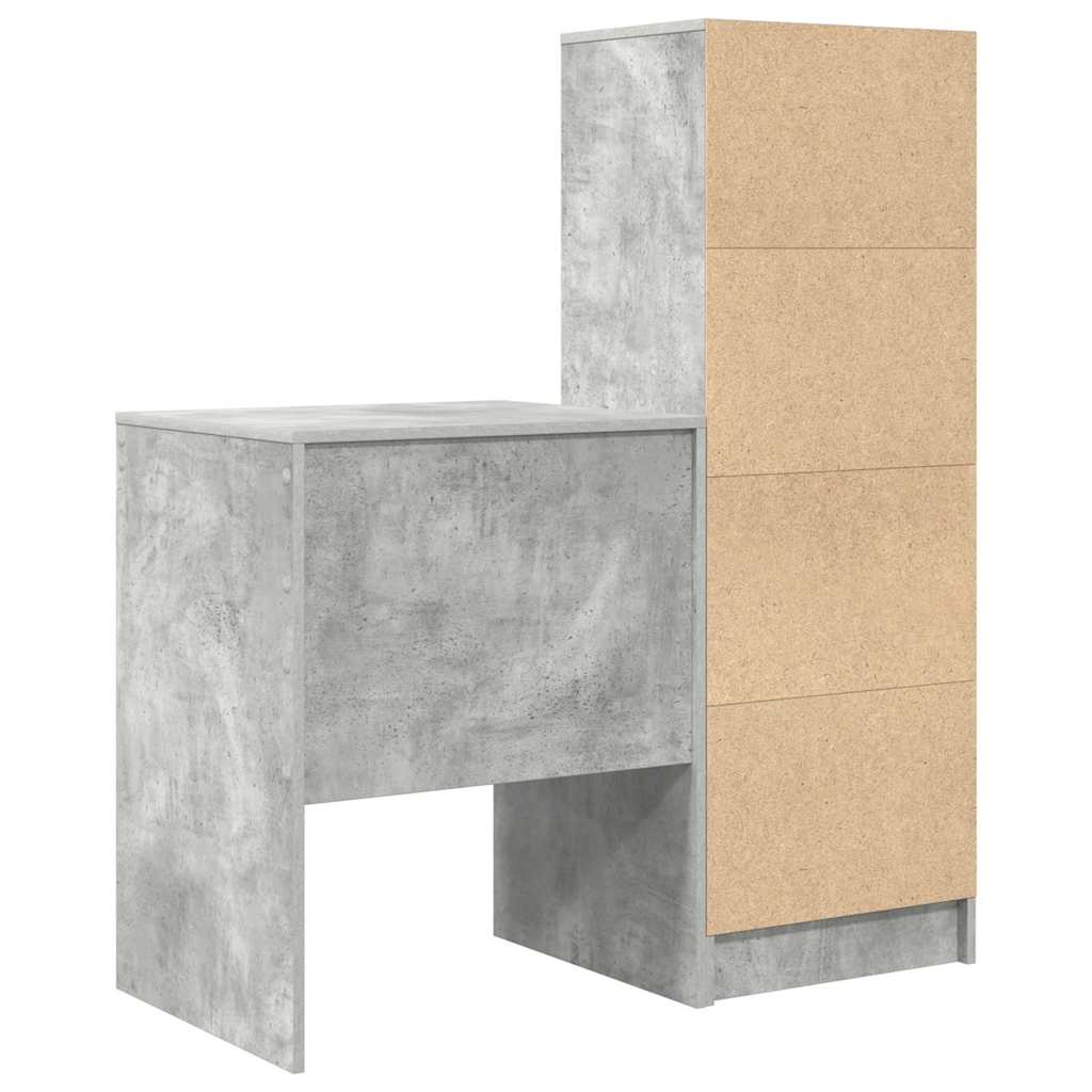 Bureau avec rangement 2 pcs Gris béton 60 x 50 x 76 cm - XIOS
