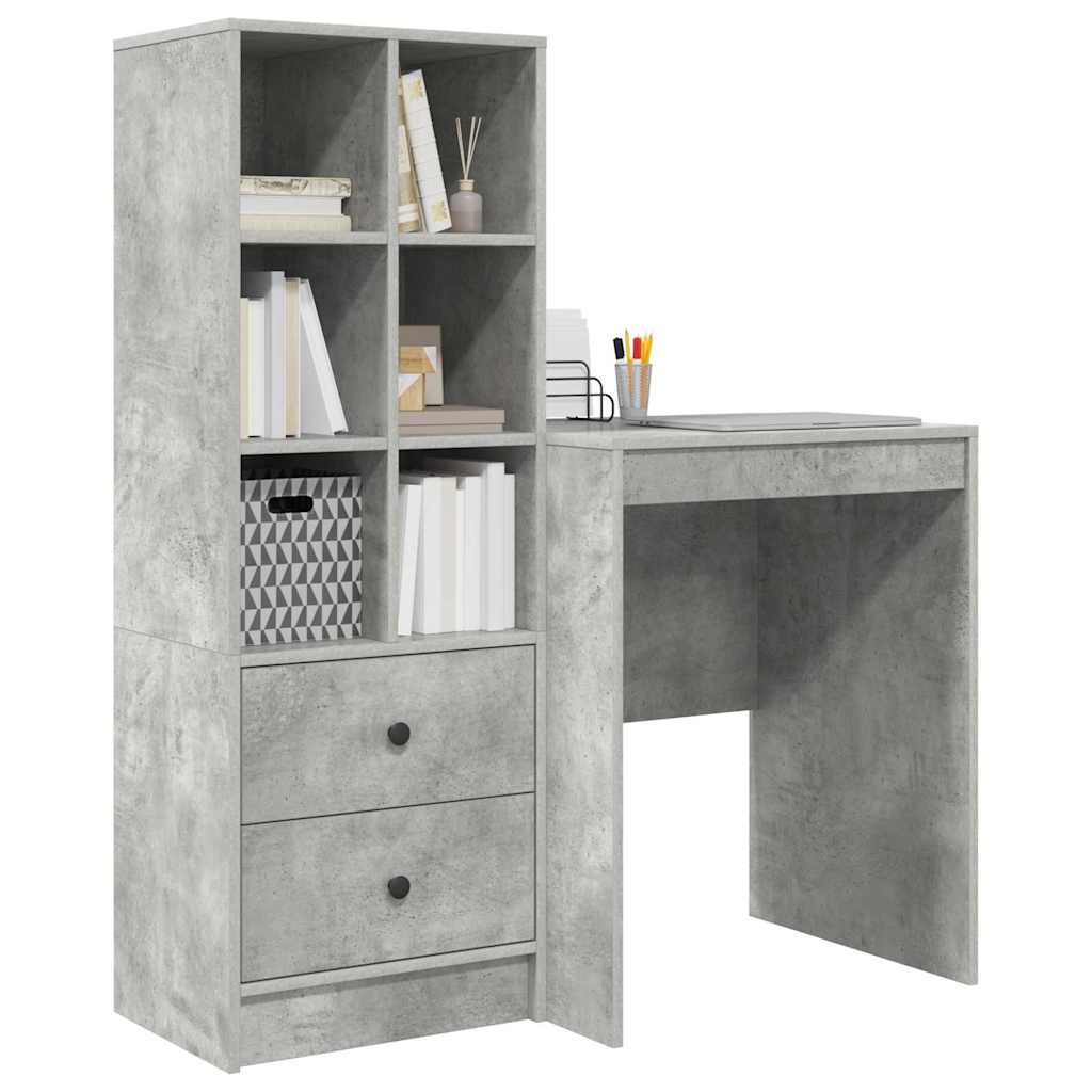 Bureau avec rangement 2 pcs Gris béton 60 x 50 x 76 cm - XIOS