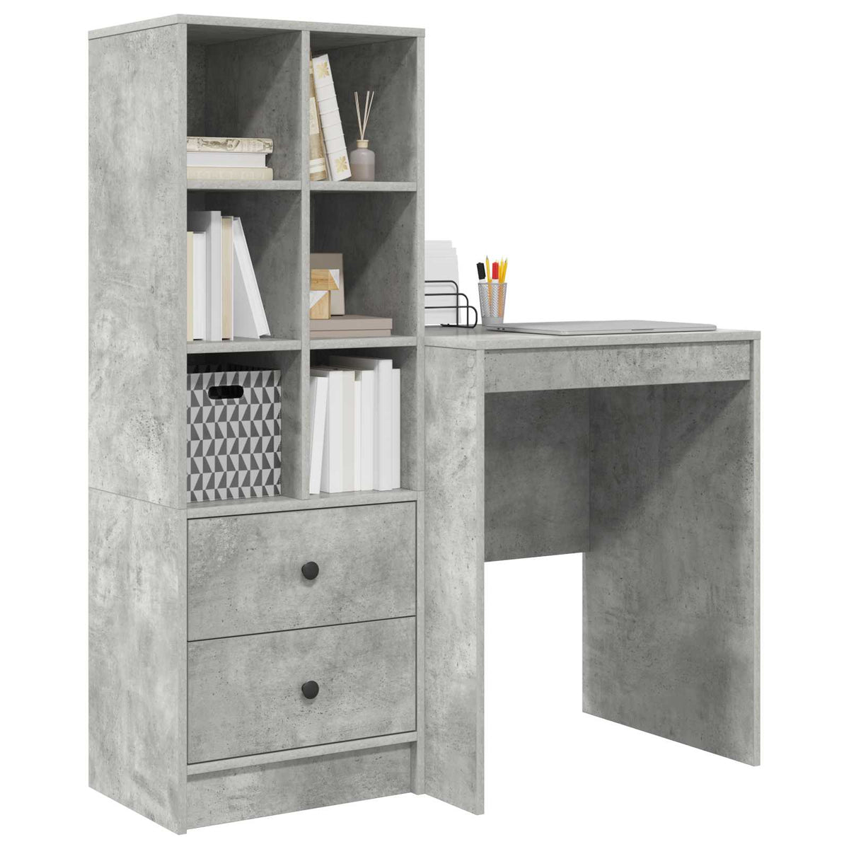 Bureau Gris béton 105,5 x 50 x 127 cm 2 pc