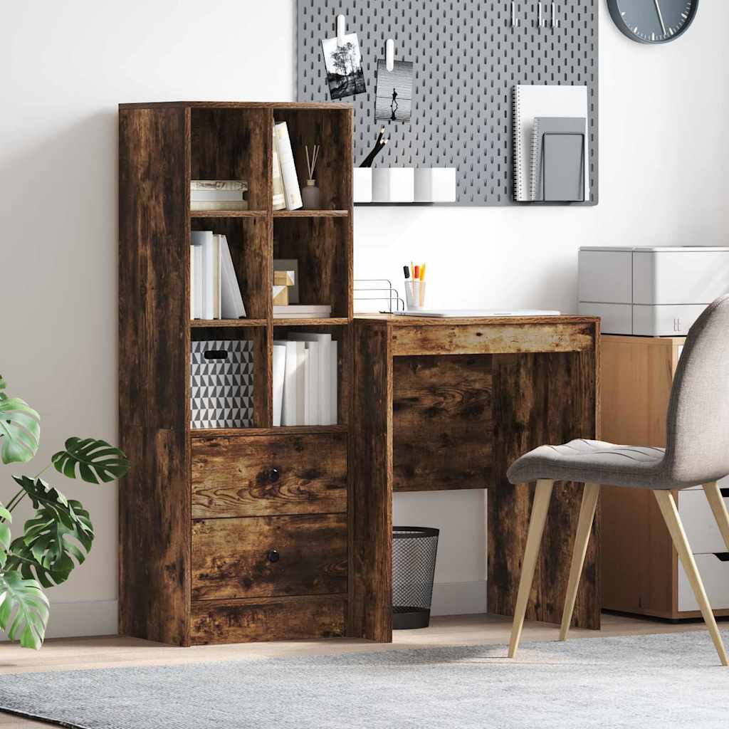 Bureau avec rangement 2 pcs Chêne fumé 60 x 50 x 76 cm - XIOS