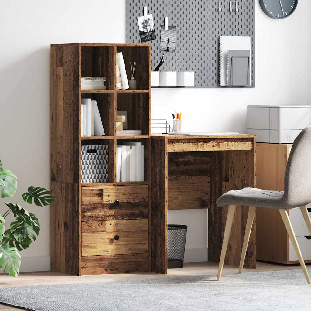 Bureau avec rangement 2 pcs Bois Ancien 60 x 50 x 76 cm - XIOS