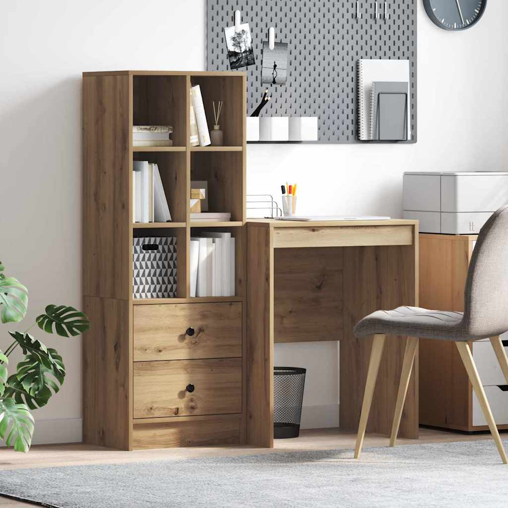Bureau avec rangement 2 pcs chêne artisanal 60 x 50 x 76 cm - XIOS