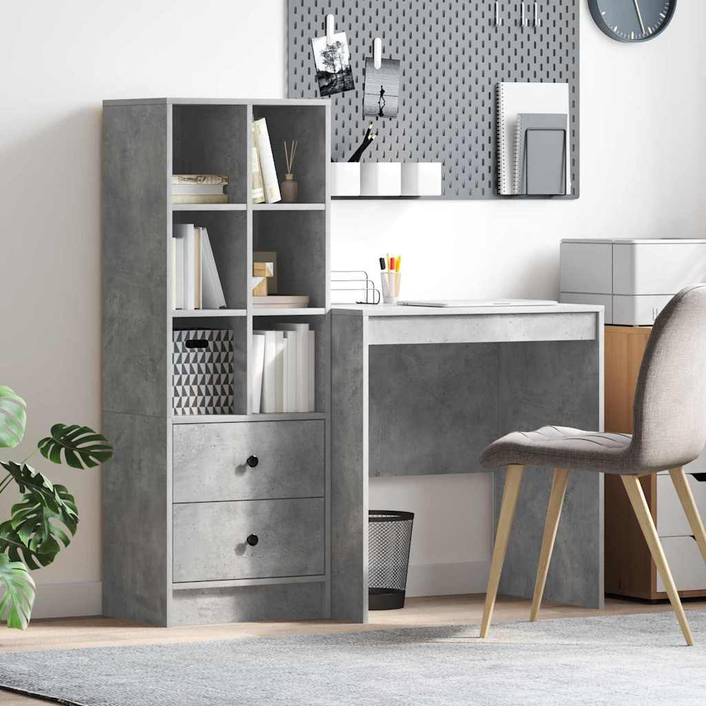 Bureau avec rangement 2 pcs Gris béton 70 x 50 x 76 cm - XIOS