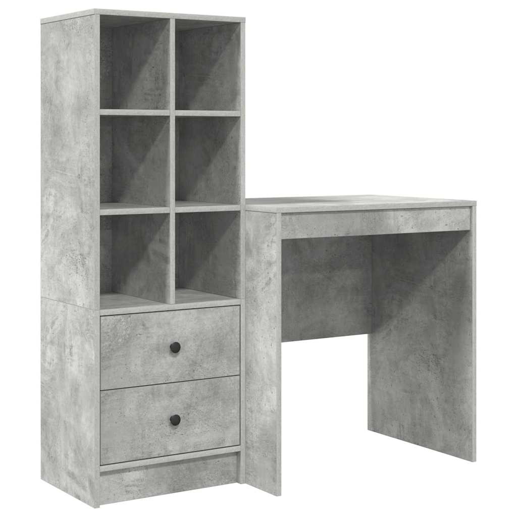 Bureau avec rangement 2 pcs Gris béton 70 x 50 x 76 cm - XIOS