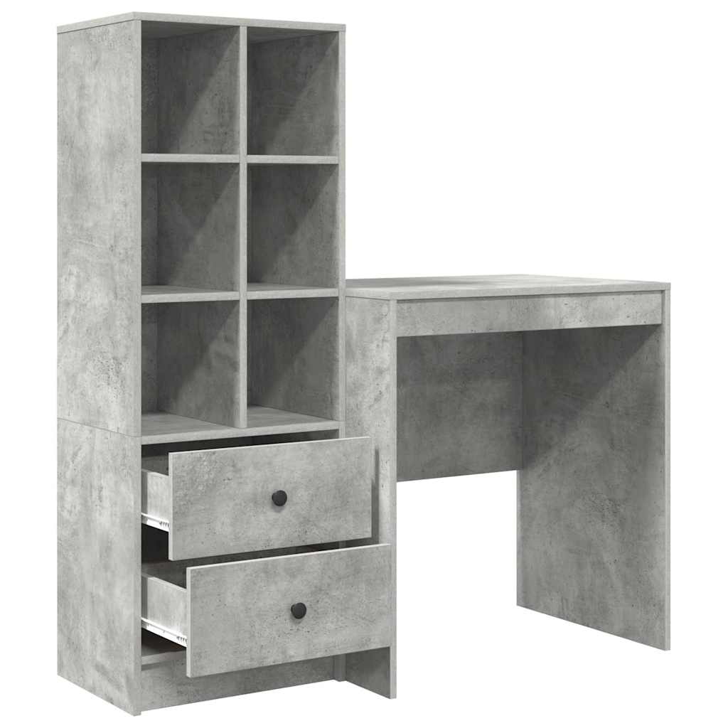 Bureau avec rangement 2 pcs Gris béton 70 x 50 x 76 cm - XIOS