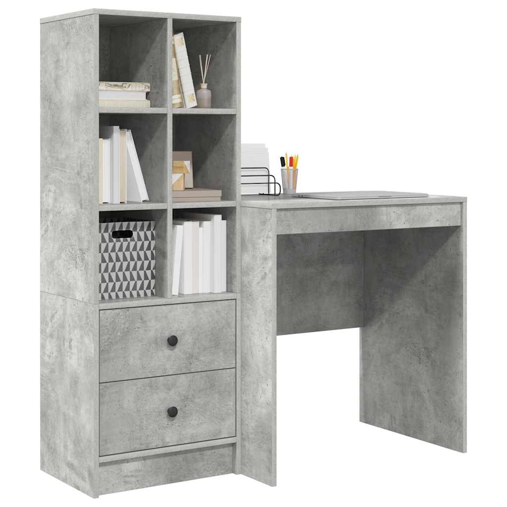 Bureau avec rangement 2 pcs Gris béton 70 x 50 x 76 cm - XIOS