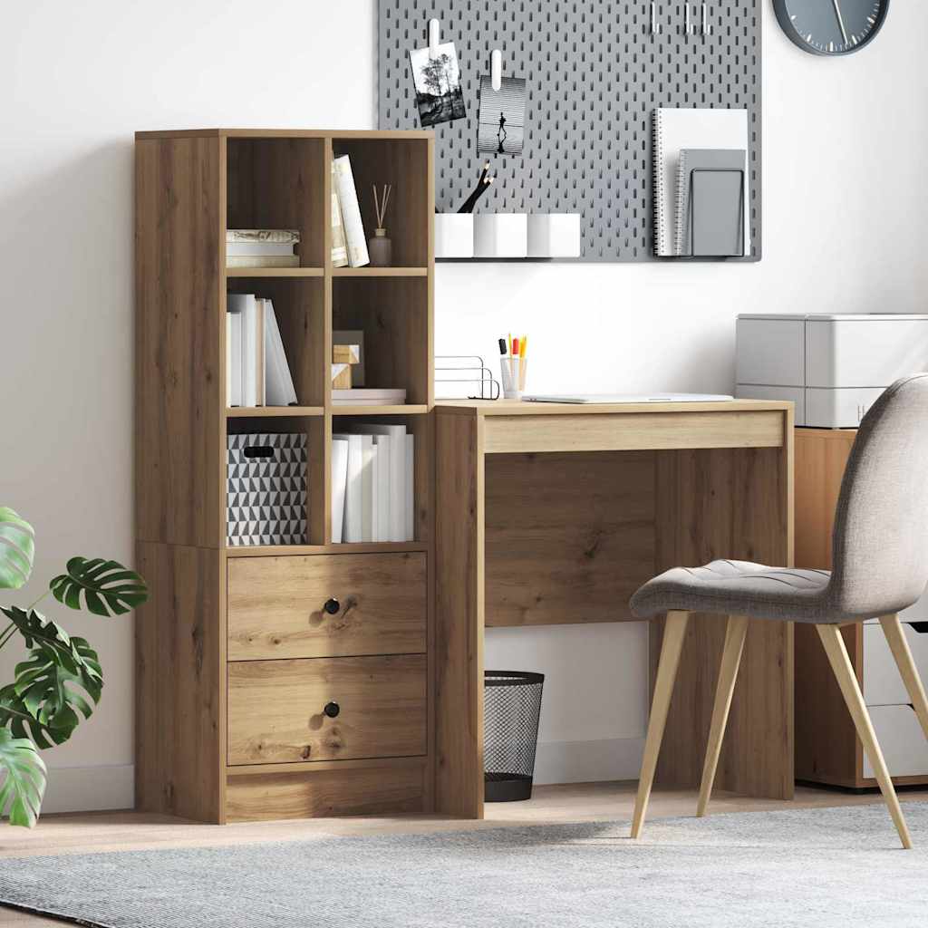 Bureau avec rangement 2 pcs chêne artisanal 70 x 50 x 76 cm - XIOS