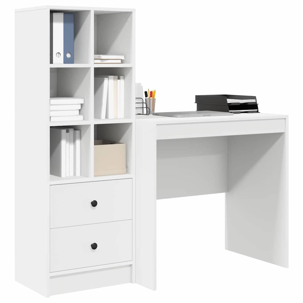 Bureau avec rangement avec tiroir 2 pcs Blanc 80 x 50 x 76 cm - XIOS