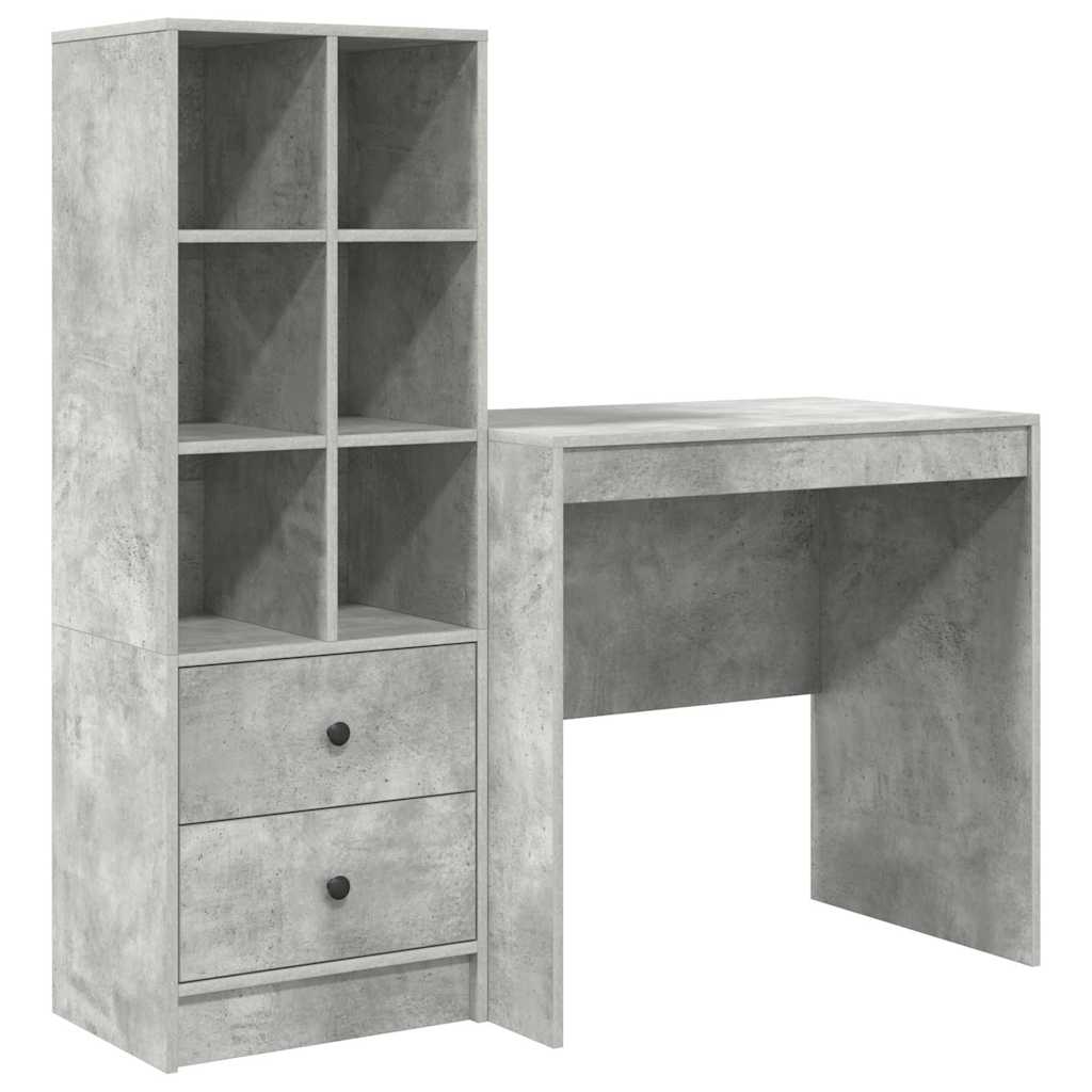 Bureau avec rangement 2 pcs Gris béton 80 x 50 x 76 cm - XIOS