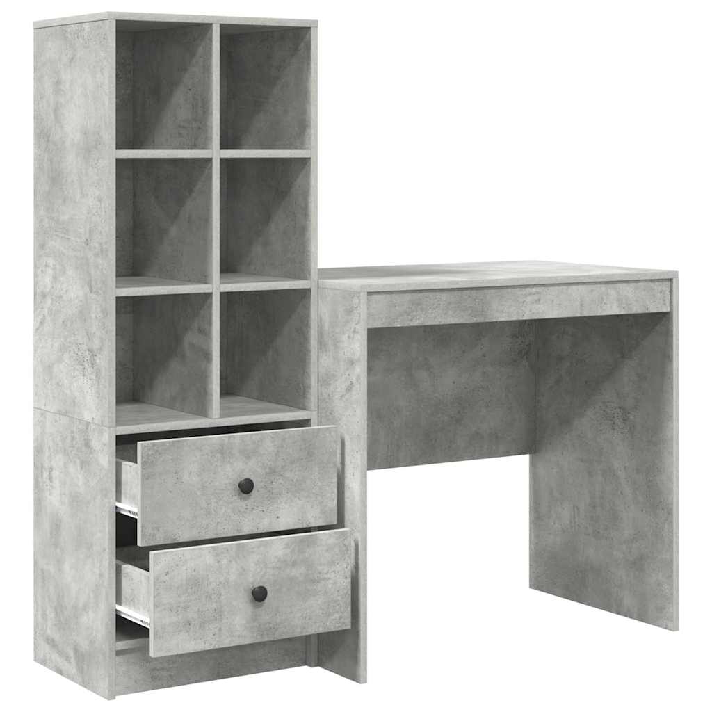 Bureau avec rangement 2 pcs Gris béton 80 x 50 x 76 cm - XIOS