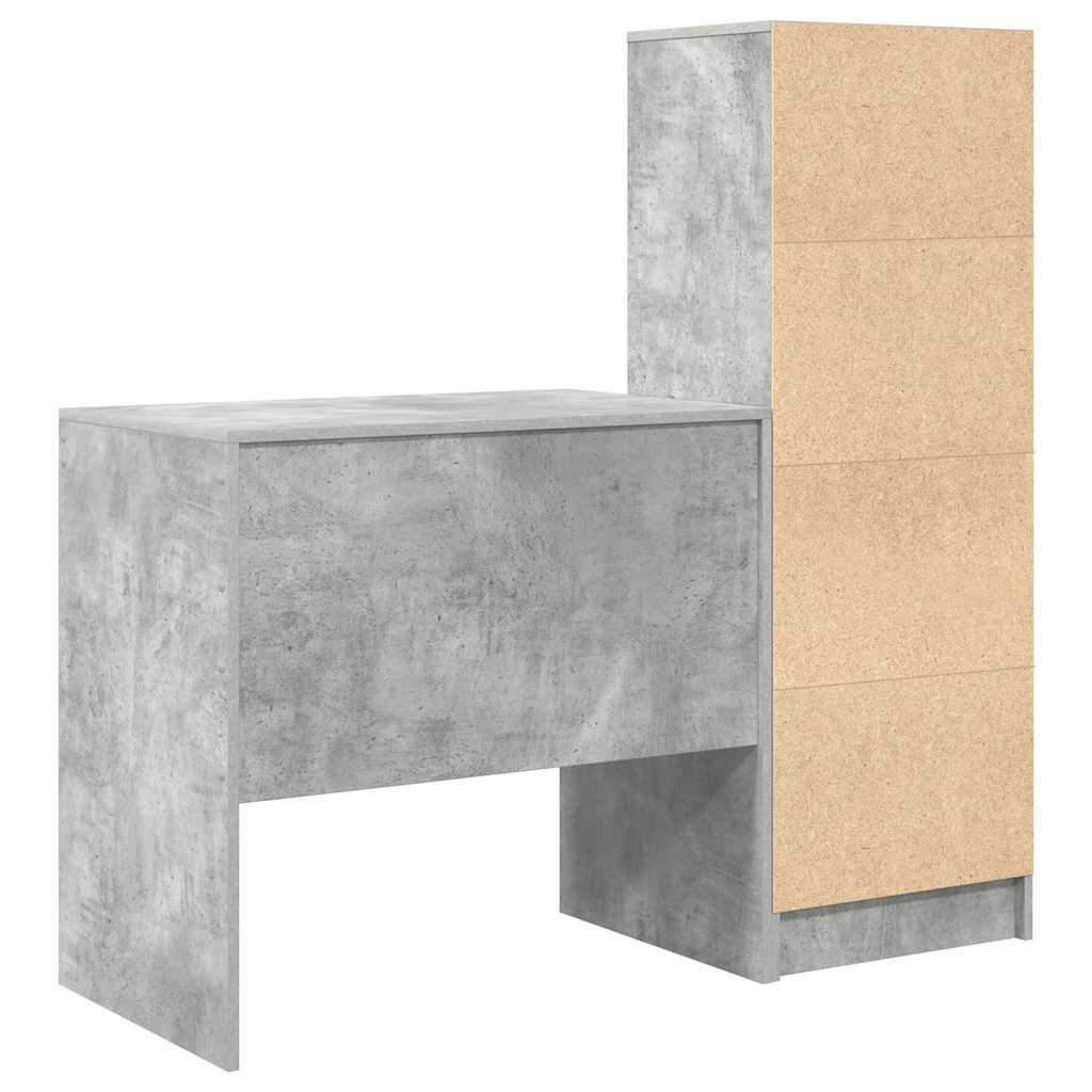 Bureau avec rangement 2 pcs Gris béton 80 x 50 x 76 cm - XIOS