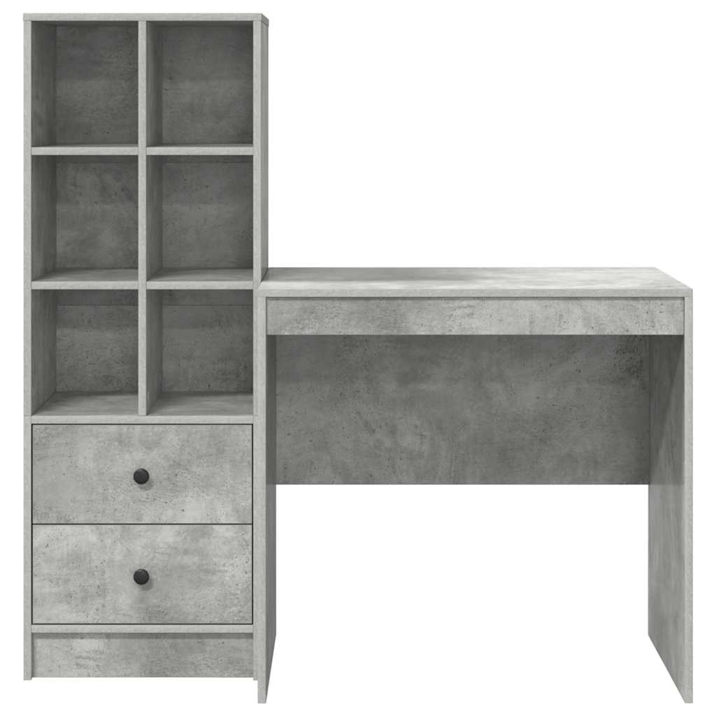 Bureau avec rangement 2 pcs Gris béton 80 x 50 x 76 cm - XIOS