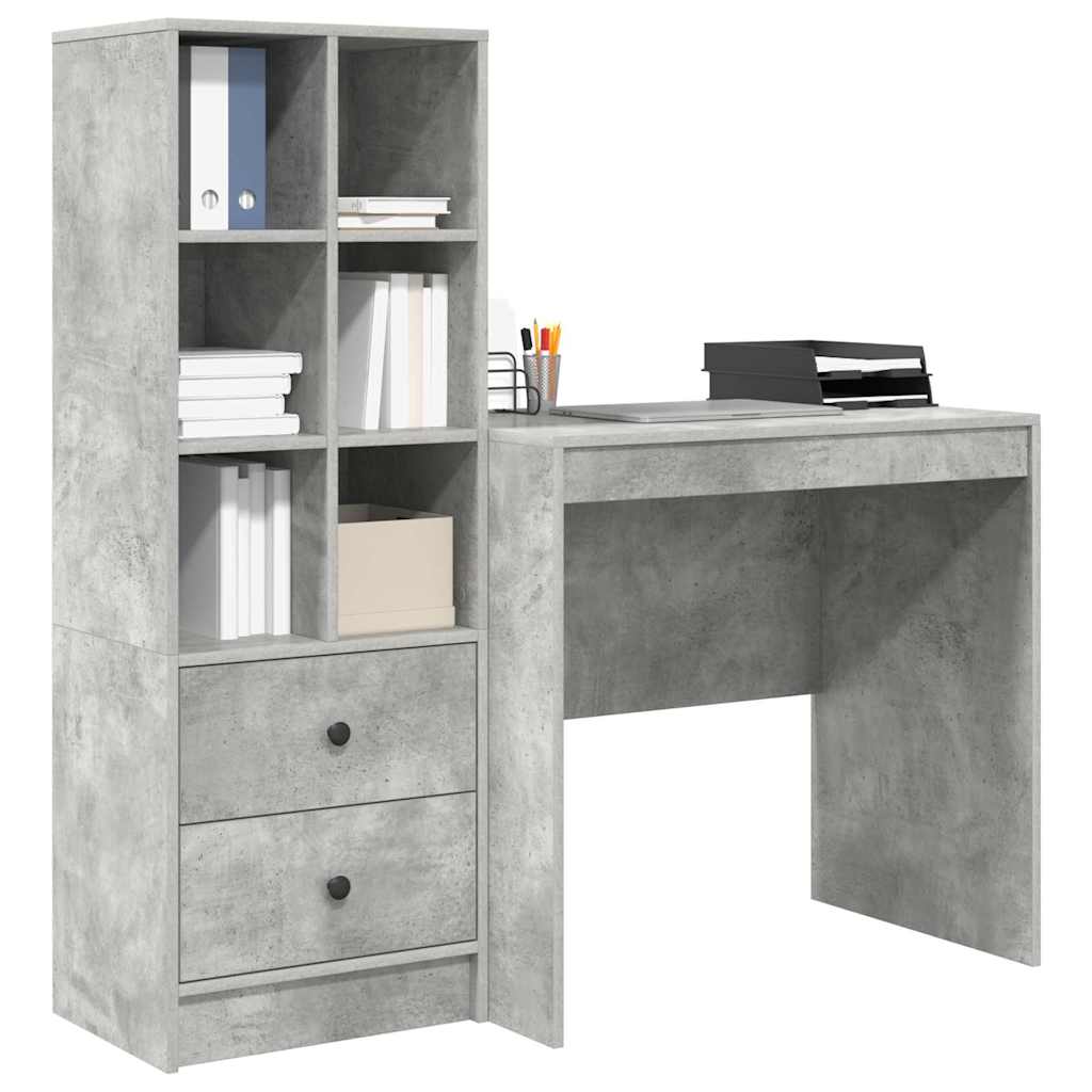Bureau avec rangement 2 pcs Gris béton 80 x 50 x 76 cm - XIOS