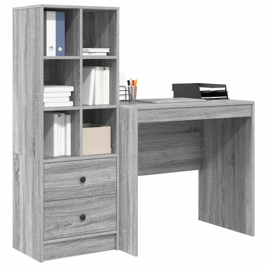 Bureau avec rangement 2 pcs Sonoma gris 80 x 50 x 76 cm - XIOS