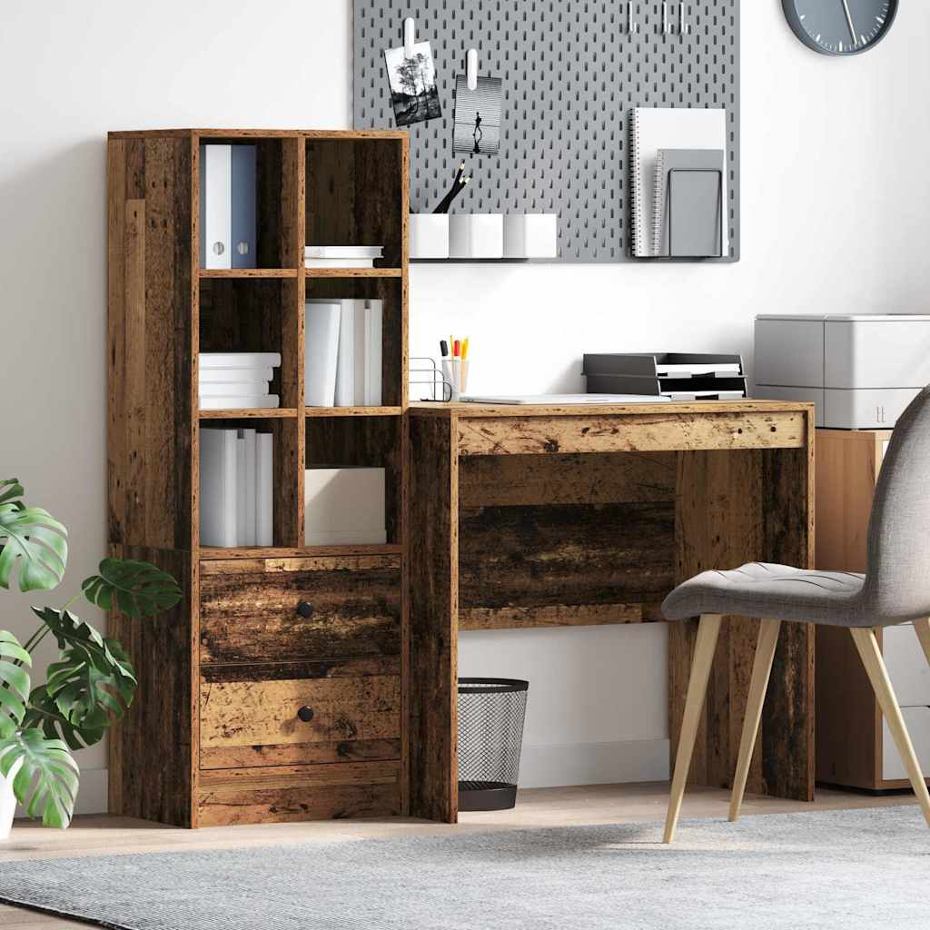 Bureau avec rangement 2 pcs Bois Ancien 80 x 50 x 76 cm - XIOS