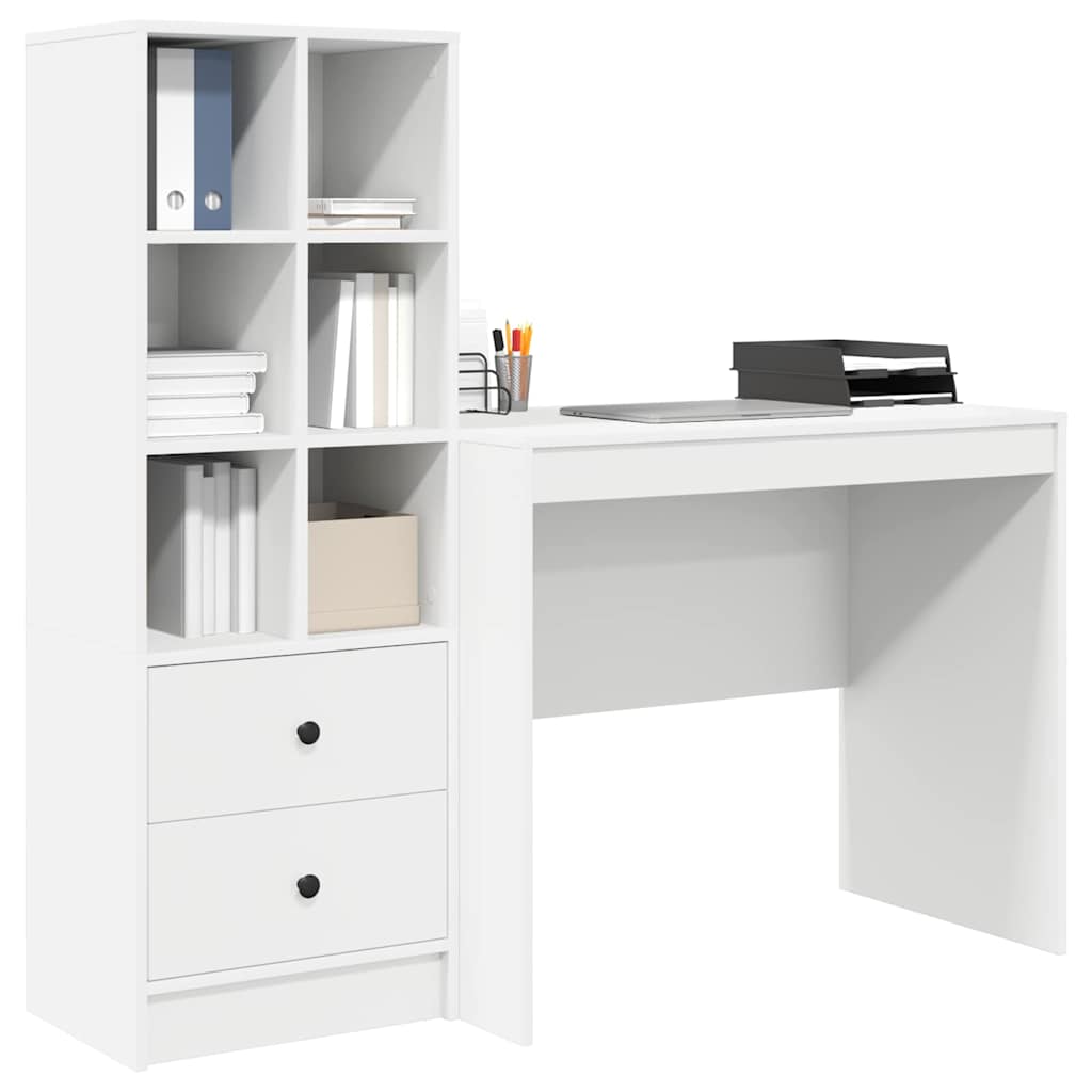Bureau avec rangement avec tiroir 2 pcs Blanc 90 x 50 x 76 cm - XIOS