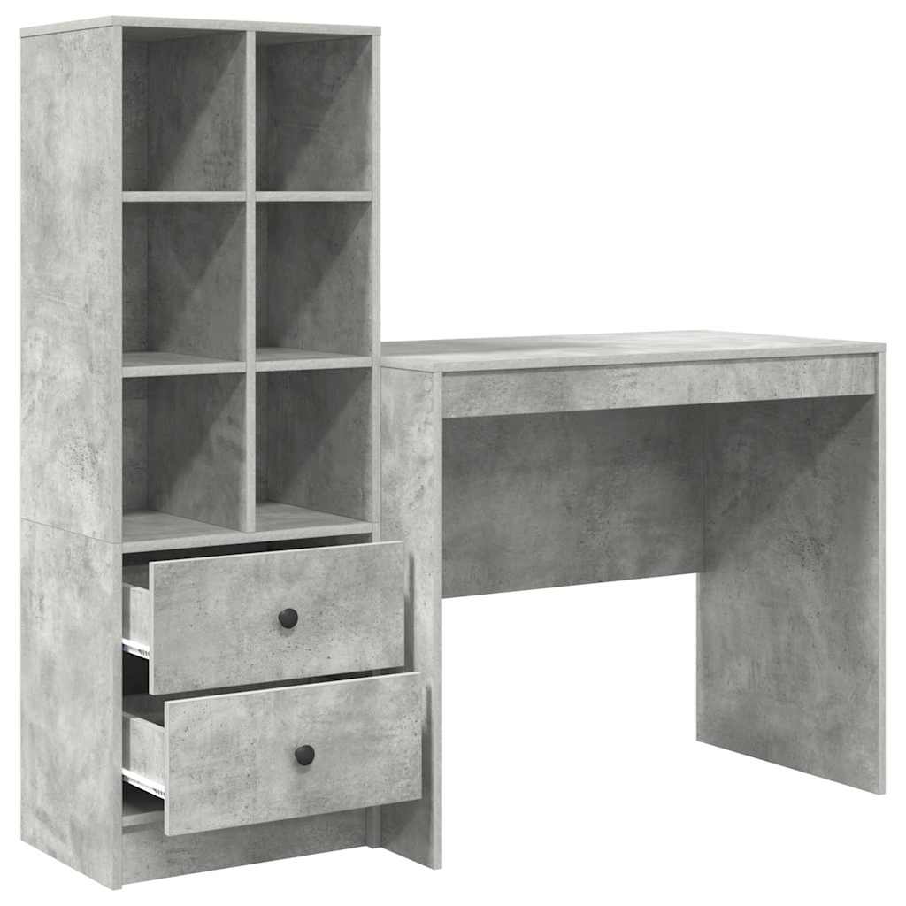 Bureau avec rangement 2 pcs Gris béton 90 x 50 x 76 cm - XIOS