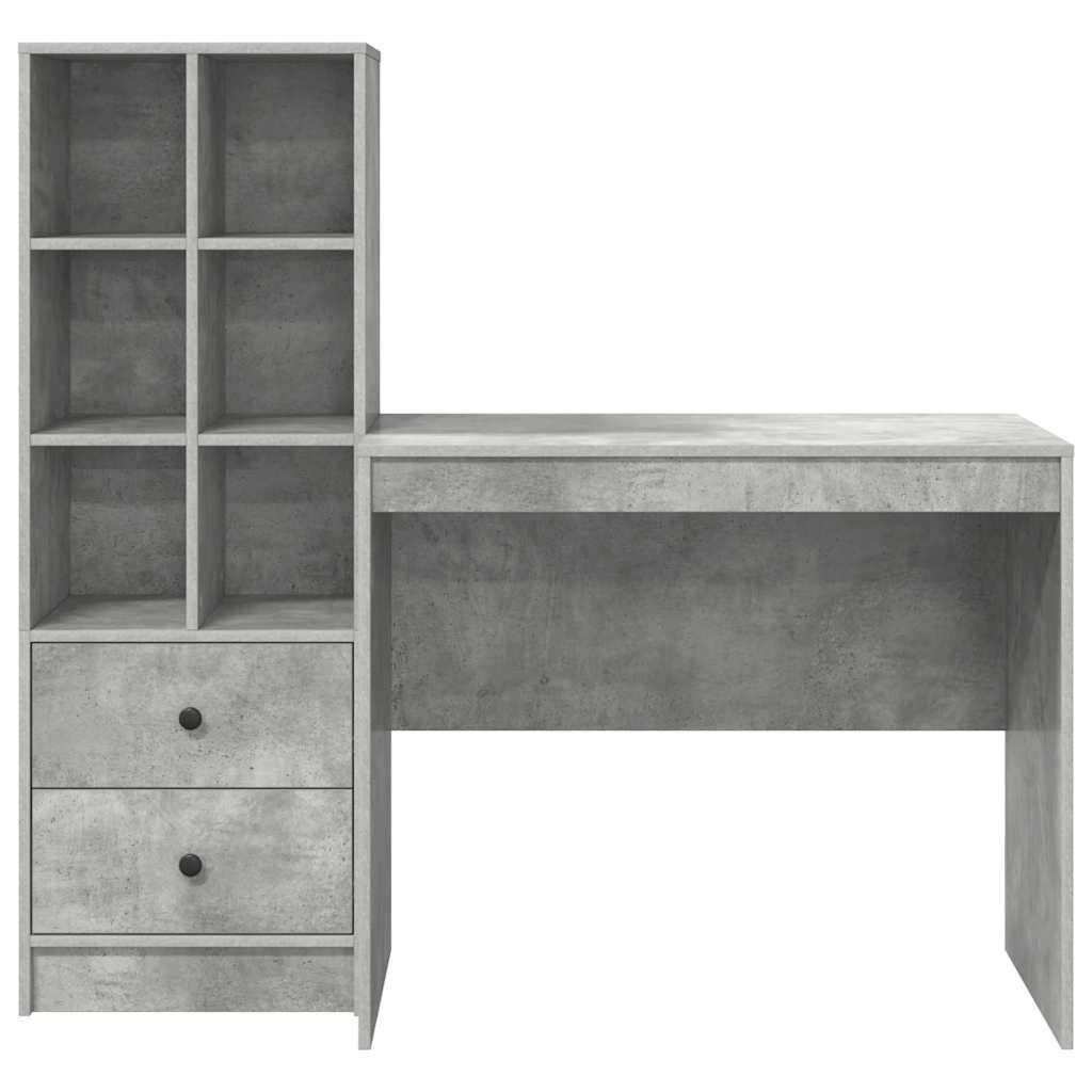 Bureau avec rangement 2 pcs Gris béton 90 x 50 x 76 cm - XIOS